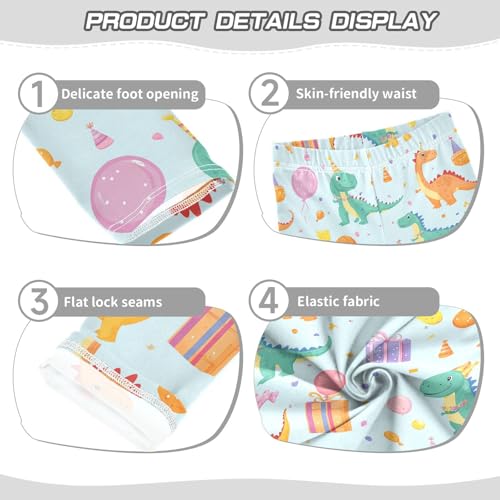 Wusikd Cartoon Dinosaurs Girls' Leggings Toddler Doodles Cute Kids Yoga Pants Dance Active Tights 4T3