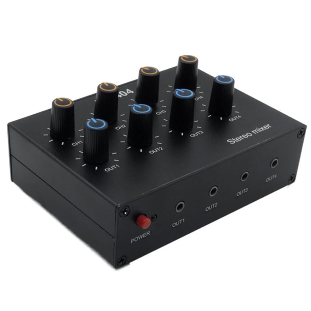 AU-404 Son Stéréo Quatre Entrées et Sorties Multiples Mélangeur Audio Double Canal Mélange de Musique Quatre en Quatre Sorties Installation Facile