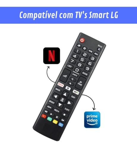 Controle Remoto Compatível Com Smart Tv LG TODOS os Modelos LCD, LED, Plasma Com Teclas Netflix, Pri