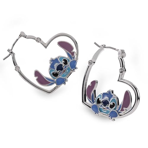Disney Stitch Girls Creolen-Ohrringe versilbert Herzform