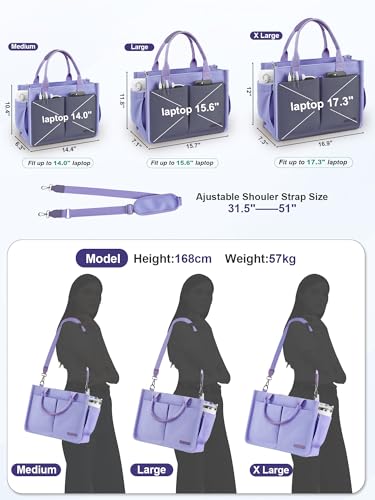 Image of FIORETTO Womens Canvas Tote Bag Purse with Individual Compartment, Zipper Top, Reinforced Bottom & Luggage Sleeve