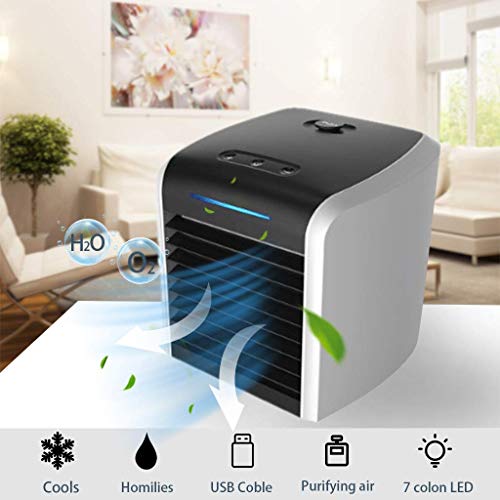 Image of Portable Air Conditioners - Portable Air Conditioner Effective Cooling Low Noise USB Charge Air Conditioner Fan with 3 Speeds 7 Colors for Office and Room