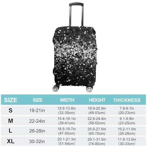 Black White Glitter Luggage Cover, Washable Elastic Suitcase Cover Protector Fit 18-32 Inch Luggage2