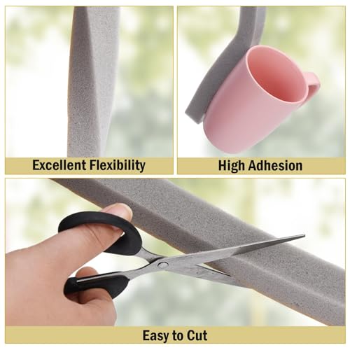 YoleShy Window Air Conditioner Foam Tape 2 Pcs 1 Inch Wide x 1 Inch Thick Weather Stripping Door Seal Strip for Insulation, Weatherstrip, Gap Blocker, Total 13 Feet Long(6.5ft x 2 Rolls), Grey - Thumbnail 3