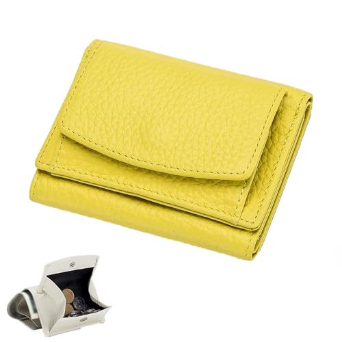 Houtangduty Mini Wallet, Houtangduty Mini Wallet for Women, 2025 New Leather RFID Blocking Card Holder Organizer Pocket(Yellow)