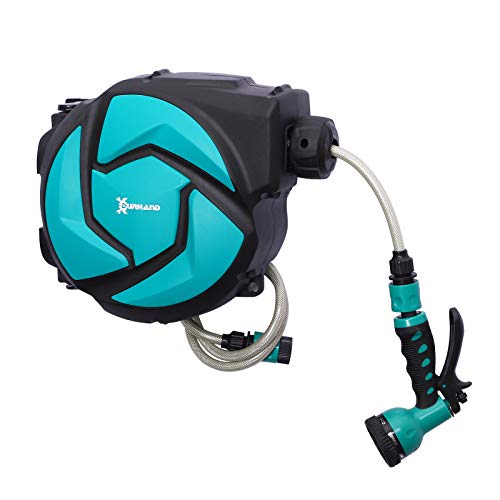 DURHAND 10m Garden Auto Hose Reel Wall Mounted Retractable 7 Patterns