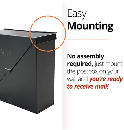 Nach Chicago Matte Black Mailbox, Rust Resistant Wall Mount Mailboxes For Outside, Industrial Style Metal Mailbox, Mail Holder, 10 X 10 X 4, Hardware Included, Mb-6300Blk #TOP3
