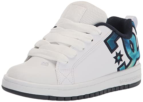 Dc Boy's Court Graffik Low Top Skate Shoe Sneaker, White/Blue/Green, 11.5 Little Kid #TOP20