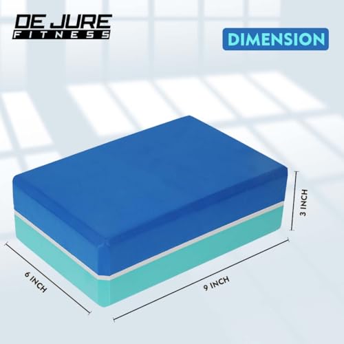 Image of De Jure Fitness Yoga Block - Non-Slip EVA Foam, Latex-Free with Beveled Edges for Stability & Balance - Ideal Yoga Accessory for Stretching, Pilates, & Meditation Support, Blue-Green - Pack of 2