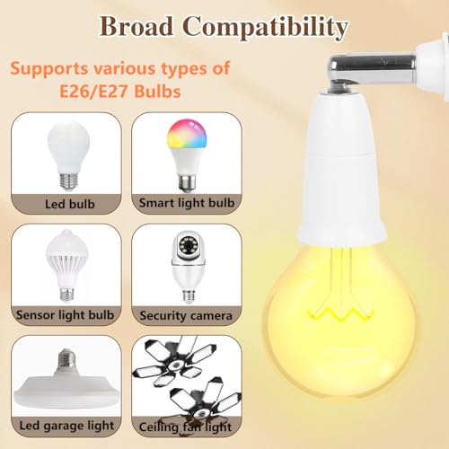 Image of 1 Unit B22 to E26 /E27 Light Socket Extender,Vertical 180Horizontal 350 Adjustable Medium Screw Base Light Bulb Extension Socket(5.5 inch /14cm)