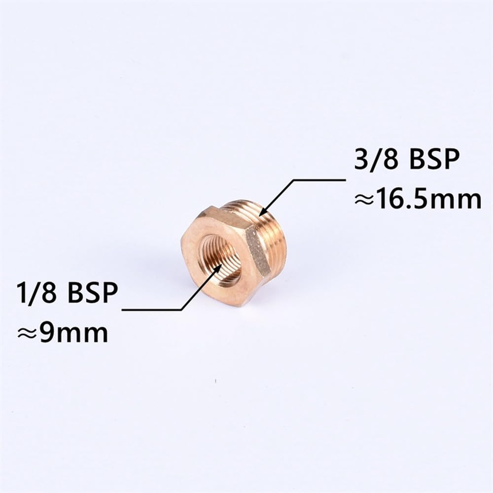 Conector reductor de tubería con casquillo hexagonal de latón de 1/8, 1/4, 3/8, 1/2, 3/4, hembra a macho, roscado, acoplador reductor de cobre, 3