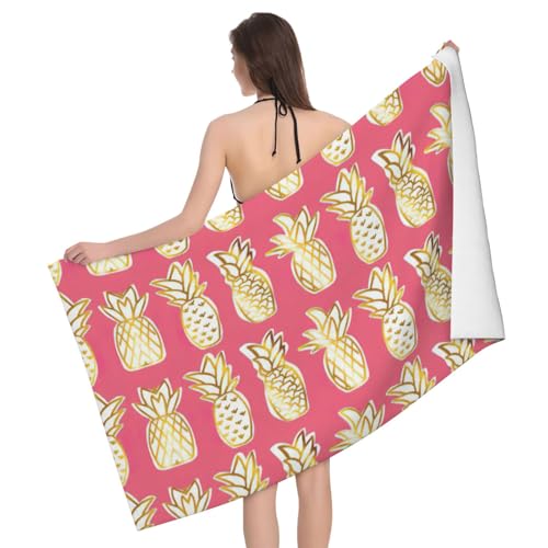 Serviette de bain microfibre ananas 81x132 cm absorbante - 2