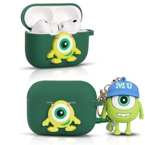 LEWOTE - Funda de silicona compatible con Apple Airpods Pro 3 protectora divertida y linda funda delgada con llavero de muñeca (Mike)