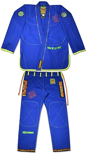 ROLL HARD Ultima 2.0 BJJ Kimonos GI with 2 Pants & Compression wear COMBO (Blue, A0)