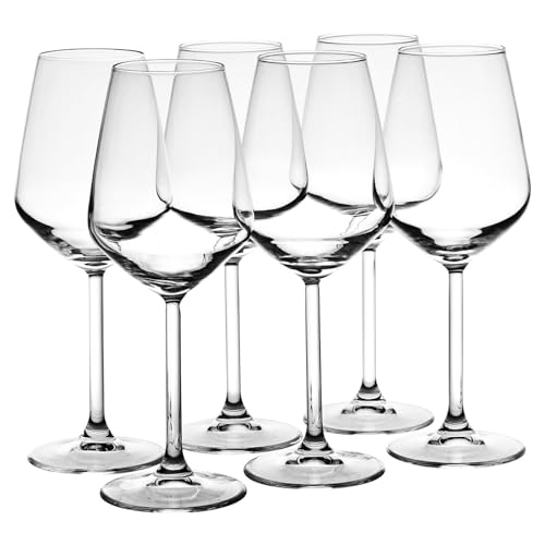 Queensway Home & Dining 6 x 350ml Stemmed Clear Glass White Red Wine Water Drinking Glasses Goblets Set