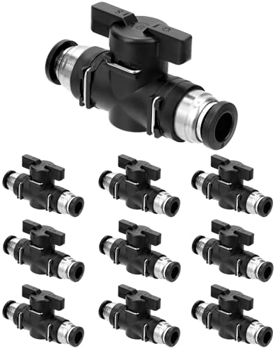 QWORK Push to Connect Fitting Ball Valve, 10 Pcs 8mm Plastic Straight Union Connect Adapter, 8mmx8mm Tube OD, Quick and Easy Installation Pneumatic Valves