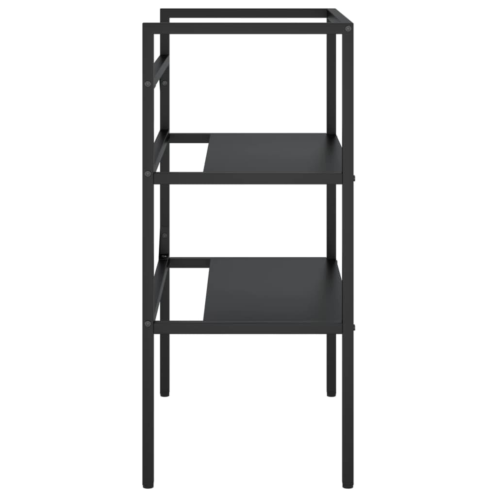 Bastidor de lavabo, negro, 59 x 38 x 83 cm, caja de almacenamiento de hierro con recubrimiento en polvo, resistente a la intemperie, toallero duradero