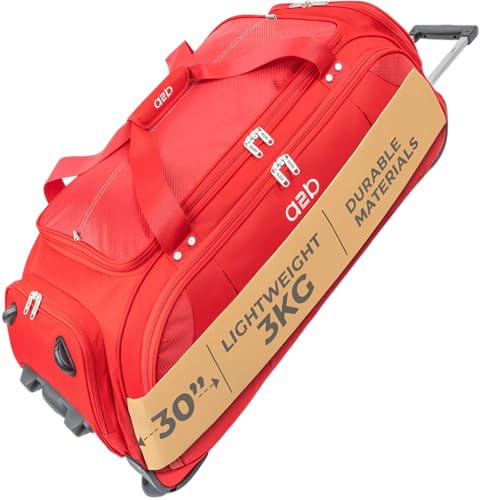 A2B Lightweight Roller Holdall with Wheels - Durable Duffle Bag | Versatile Travel Holdall Mobile Gym Sport Tool Ice Skate Festival and Cricket Bag | Wheeled Duffel AB005 (Large 30)