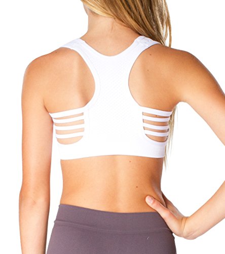 Malibu Sugar Girls (7-14) Side Line Sports Bra One Size White