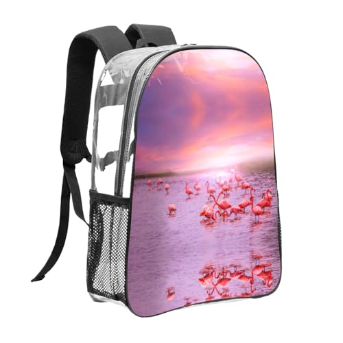 Mochila transparente con flamencos para evitar colas en el control 3