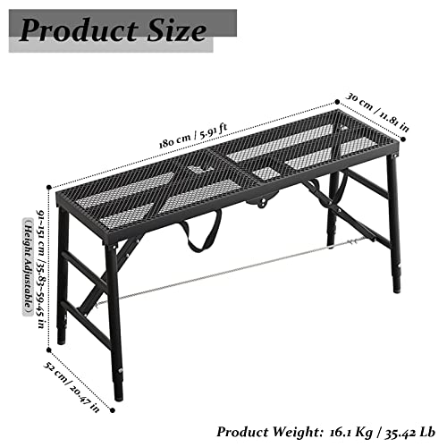 Yyobk Portable Scaffolding Equipment, Step Ladders Multipurpose Folding Work Platform Scaffold Tower Stool Bench Adjustable Height, Galvanized Steel Welding, 900 Lbs Maximum Load (Size : 180Cm) #TOP1