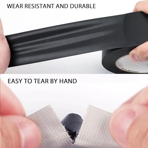 Image of 3-Pack Duct Tape Heavy Duty Black Waterproof, 66 Yards x 1.88 Inch Total Strong Adhesive Duct Tape No Residue Bulk for Home Use, DIY, Projects, Outdoor Repairs Tear by Hand