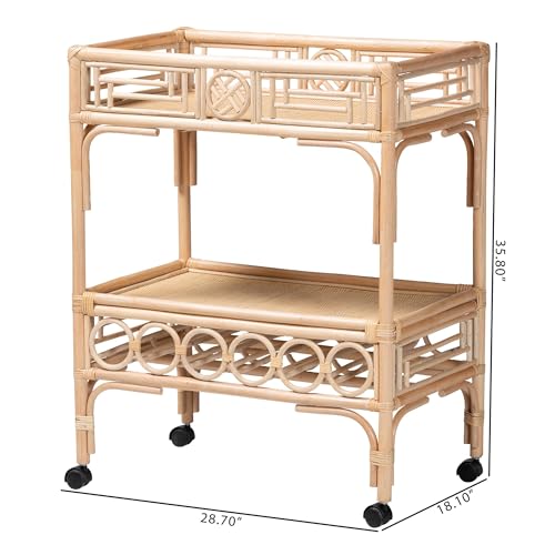 Bali & pari Molina Natural Rattan Wine Cart - 2-Tier Beverage Trolley with Wheels and Bottle Holders, Tropical Coastal Style Furniture by bali & pari - Image 8