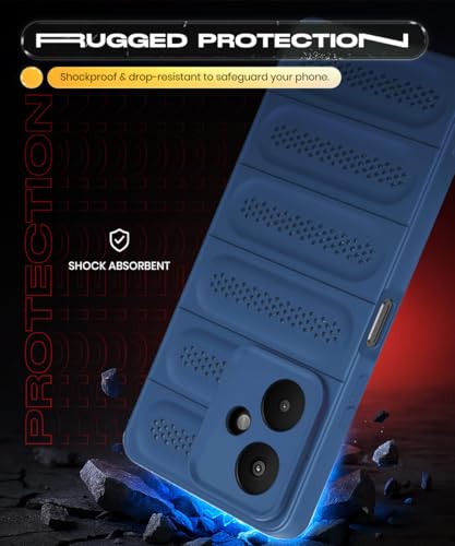 Image of WOW IMAGINE Ultimate Silicone Back Cover Case for Mi Redmi 13C 5G | Redmi 13C 4G | Poco M6 5G | Poco C65 | Heat Dissipation Soft TPU | 360 Camera Protection | Breathable Cooling Holes - Deep Blue