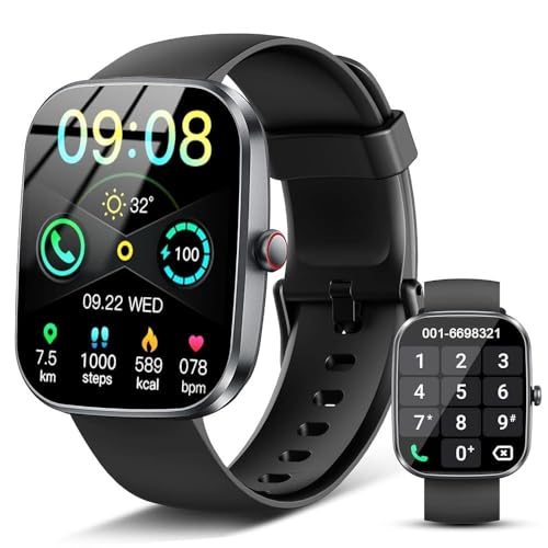 Montre Connectée Homme Femme avec Appel Bluetooth, Smartwatch 1.96' HD Montre Sport avec Podometre Moniteur Sommeil Cardiofréquencemètre 100+ Sportifs Intelligente Bracelet Connecté pour Android/iOS