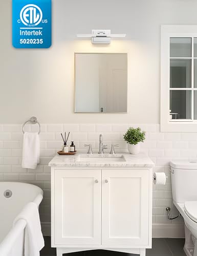 Image of NIORSUN 15.7 Inch Modern Bathroom Light Fixture, 20W 5CCT Dimmable LED Chrome Bathroom Vanity Lights Over Mirror, Vanity Lights for Bathrooms Restroom Mirror- ETL Certified