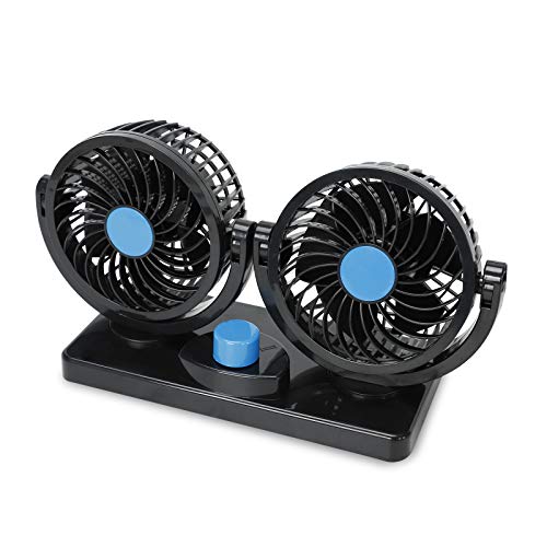 SUPERFASTRACING Car Fans 12V Dashboard Electric Auto Cooling Fan 360 Degree Rotatable Dual