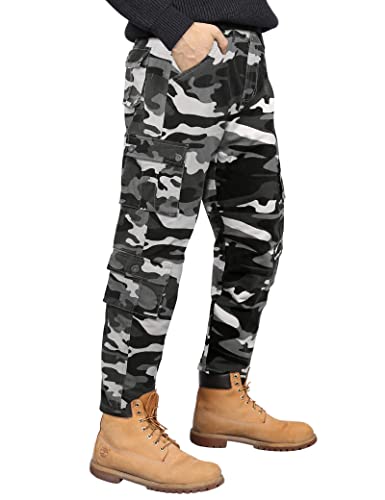 BOJIN Men's Cargo Pants Casual Military Army Camo Relaxed Fit Cotton Combat Camouflage Cargo Work Pants with 8 Pockets2
