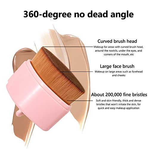 Foviupet 2 In 1 Liquid Foundation Makeup Brush - Portable Travel Size Flat Top Brush Face Blush Cosmetics Foundation Brush For Blending Flawless Finish Foundation Cream, With Protective Cover (Pink) #TOP5