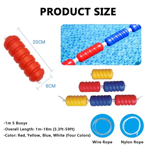 Kit de boyas para piscinas con cable de acero y cuerda helicoidal para separar carriles 3