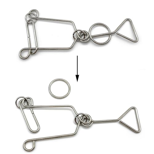Zooshine 3 Pcs Large Hard Metal Brain Puzzles,Brain Teasers Challenging for Party Games,Office Toy Relax Gift for Adults Kids Teens - Image 5