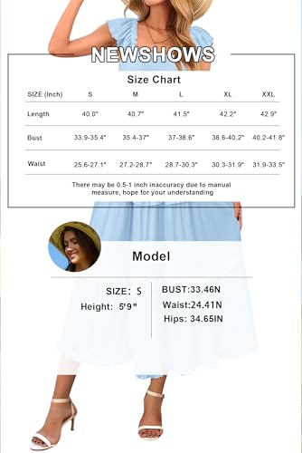 Image of Newshows Women's 2026 Summer Wedding Guest Dress Ruffle Sleeve Smocked Square Neck Long Flowy Tiered Maxi Sundress