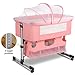 Baby Crib,3 in 1 Bedside Crib Adjustable Portable Bed for Infant,Baby Bassinet Newborn Must Have Bed,Pink