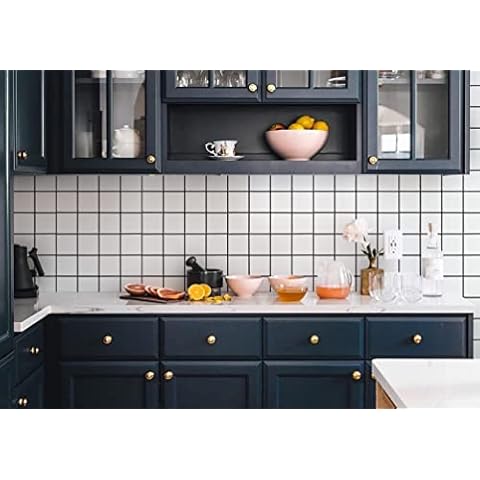 BuerHomie White Tile Wallpaper - Self Adhesive and Waterproof - Perfect for Living Room, Bedroom, Bathroom and Kitchen Wall Decoration (60cm x 10m) Cover