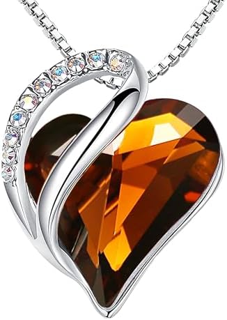 Leafael Infinity Love Heart Necklace, Birthstone Necklace for Women, Jewelry for Women with Healing Crystals, Allergy-Free Pendant Necklace 17