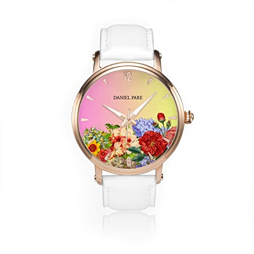 Montre automatique pour femme Midsummer le cadeau idéal avec cadran floral et or rose