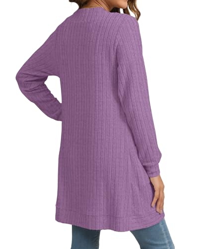 Image of YSYOKOW Cardigan Sweaters for Women Long Sleeve Open Front with Pockets | Long Cardigans for Women Lightweight Soft Casual Dressy Loose Fit Cardigan Sweater with Pockets for Work and Office