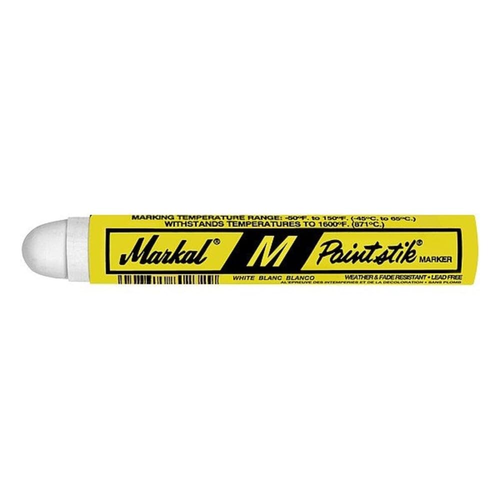 Markal M-Paintstik Lot de 12 marqueurs de surface ambiante à peinture solide, diamètre 28 mm, longueur 11,4 cm, blanc