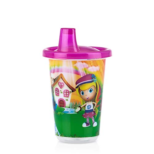 Kit 03 Copos Decorados Com Bico 300Ml , Nûby, Rosa