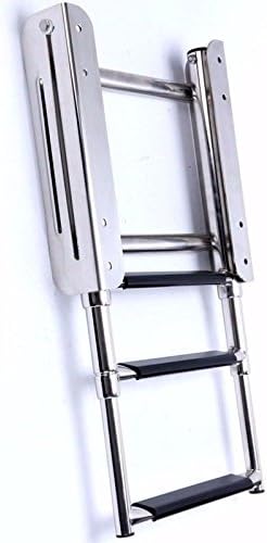 Prairie Metal 3 Step Stainless Steel Telescoping Ladder for Marine Boat Under Platform Ladder