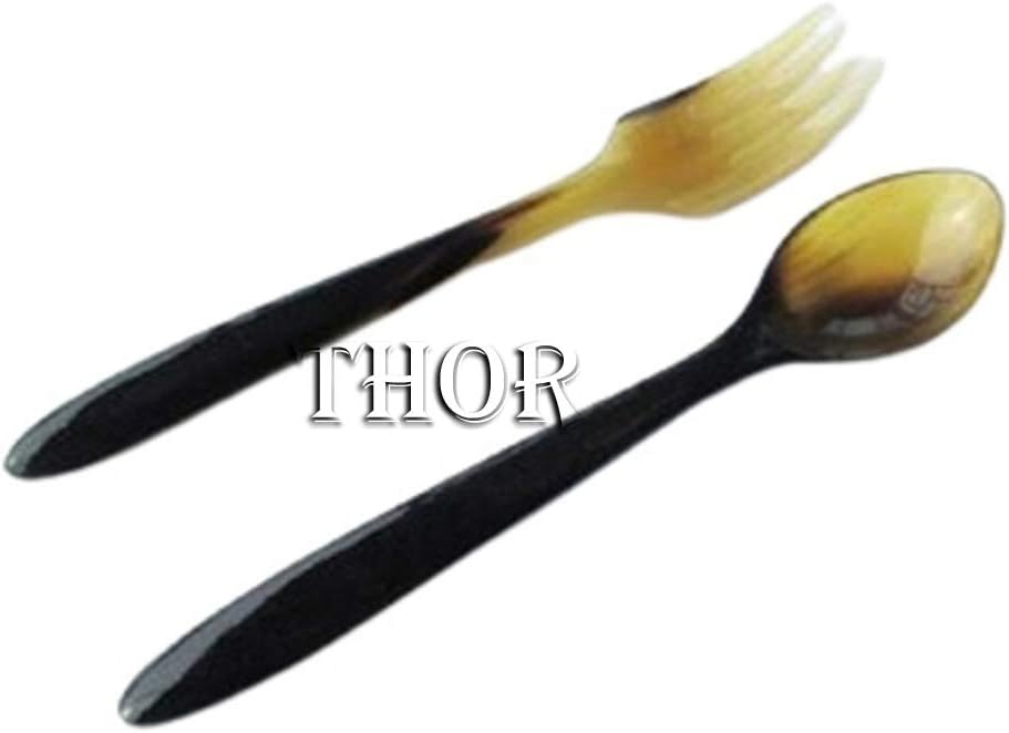 Cow Horn Spoon & Fork Serving Spoon Tasting Set of 6 Rustic Vintage Home Decor Gifts