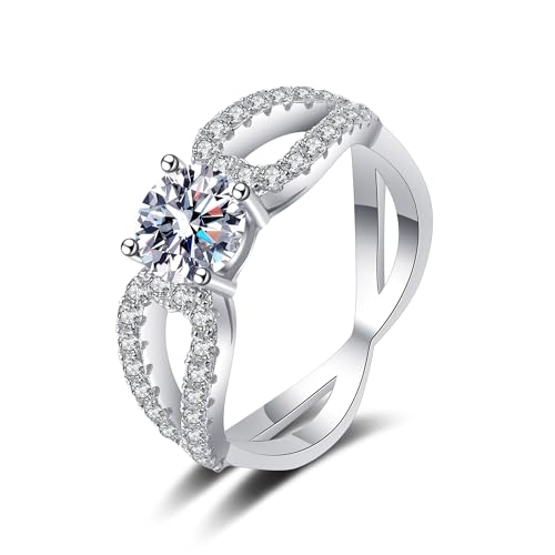 Bague moissanite 1ct StarGems argent 925 solitaire alliance RX013