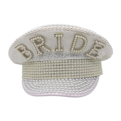 Chapeau de capitaine mariée orné de couches de perles incrustées et sequins haut de gamme