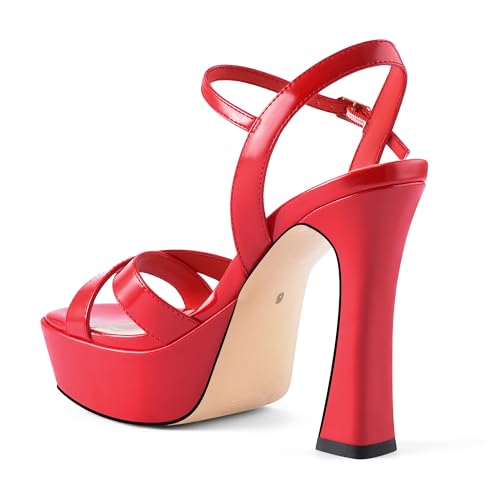 Image of Platform Heels for Women Chunky High Heel Sandals with Ankle Strap, Open Toe Dress Shoes for Work Party Evening Wedding