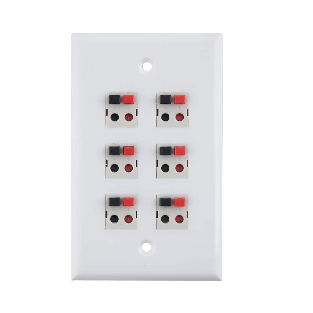 TENINYU 6-Port Speaker Wall Plate - White (6-Port)