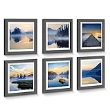 Framed Lake Landscape Wall Art: 6 Pieces Mountain Scenery Photos Prints Frames Nature Forest Painting Modern Various Stunning View Artwork Relaxing Sunset Picture for Bedroom Office